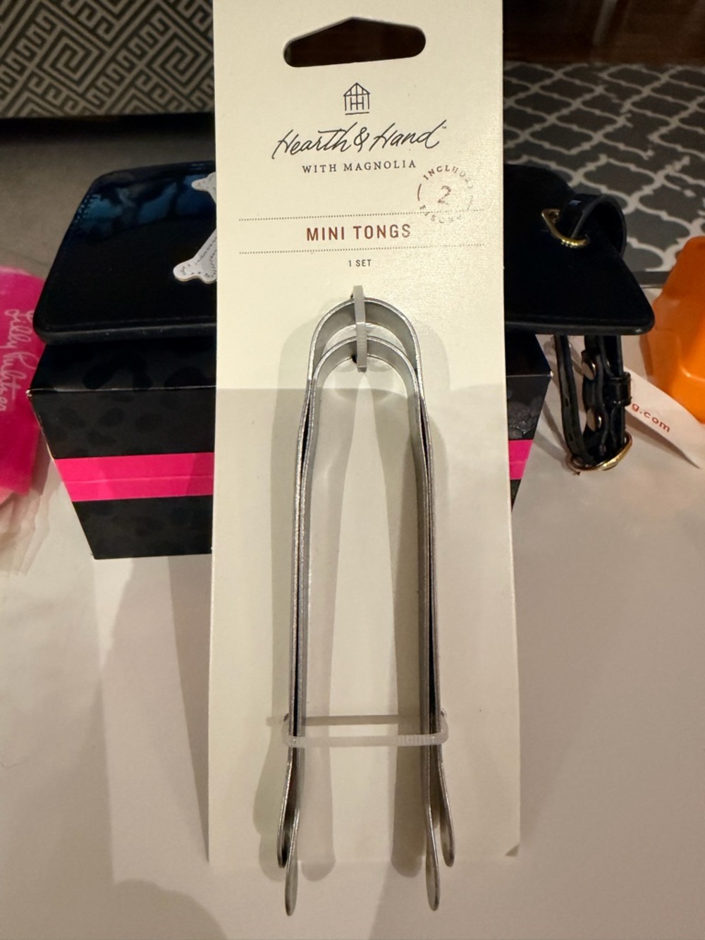 Hearth & Hand Silver Mini Tongs - Stainless Finish